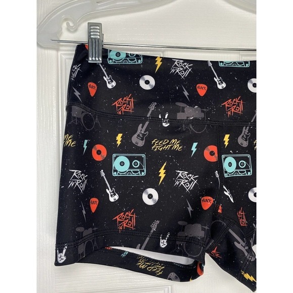 Feed‎ Me Fight Me Women’s Athletic Short Rock N Roll Black Red Small - Picture 2 of 8